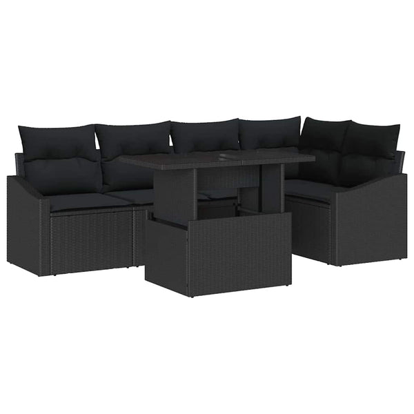 vidaXL Garden Sofa Set with Cushions and Storage 6 pcs Black