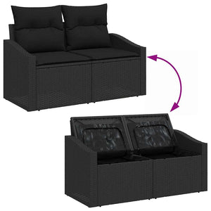 vidaXL Garden Sofa Set with Cushions and Storage 6 pcs Black