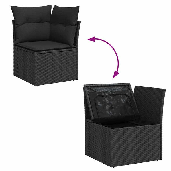 vidaXL Garden Sofa Set with Cushions and Storage 6 pcs Black