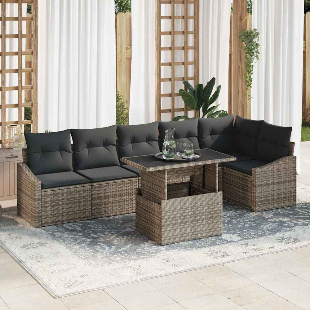 vidaXL Garden Sofa Set with Cushions with Storage 7 pcs Grey