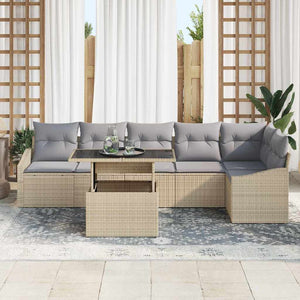 vidaXL Garden Sofa Set with Cushions 7 pcs Beige and Light Grey