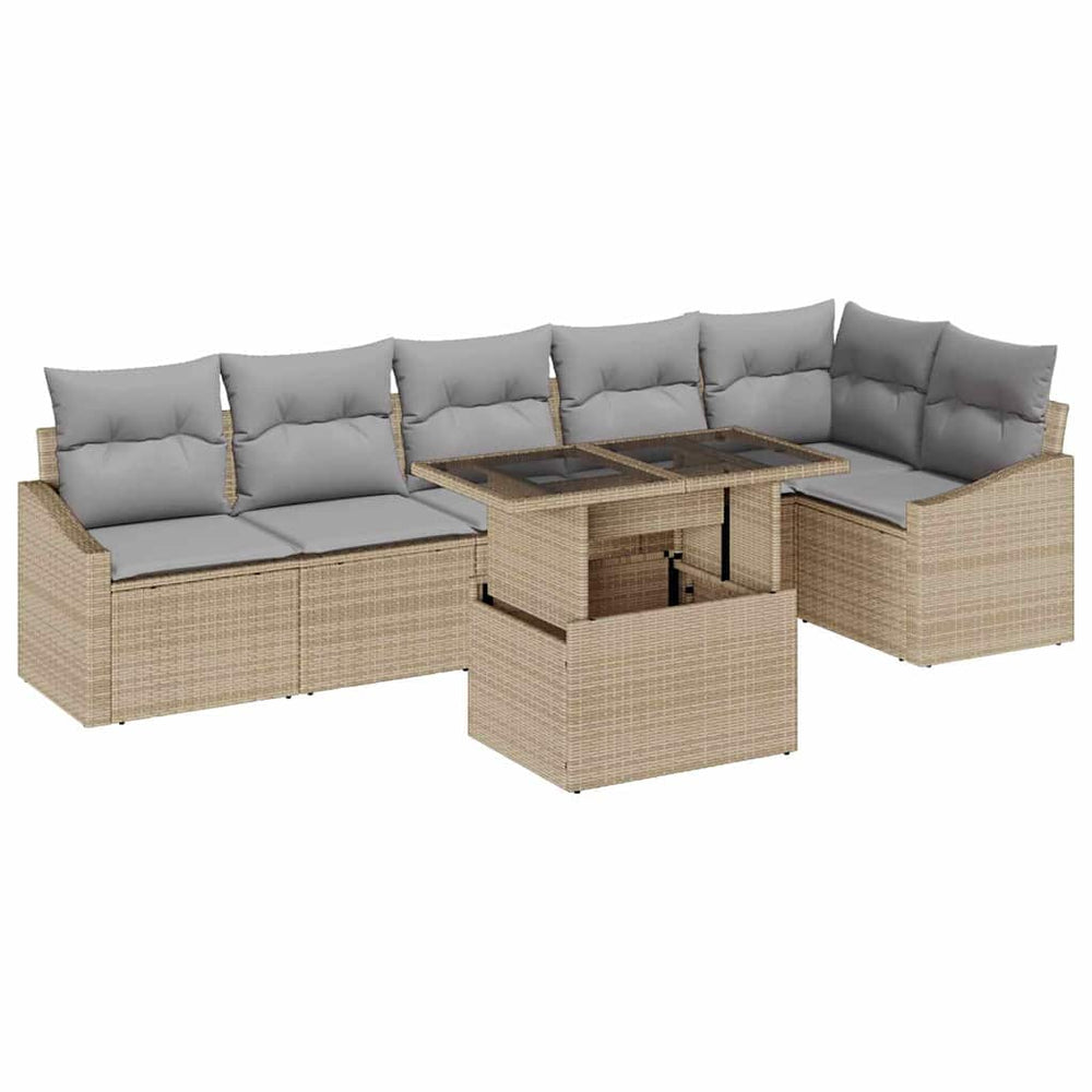 vidaXL Garden Sofa Set with Cushions 7 pcs Beige and Light Grey