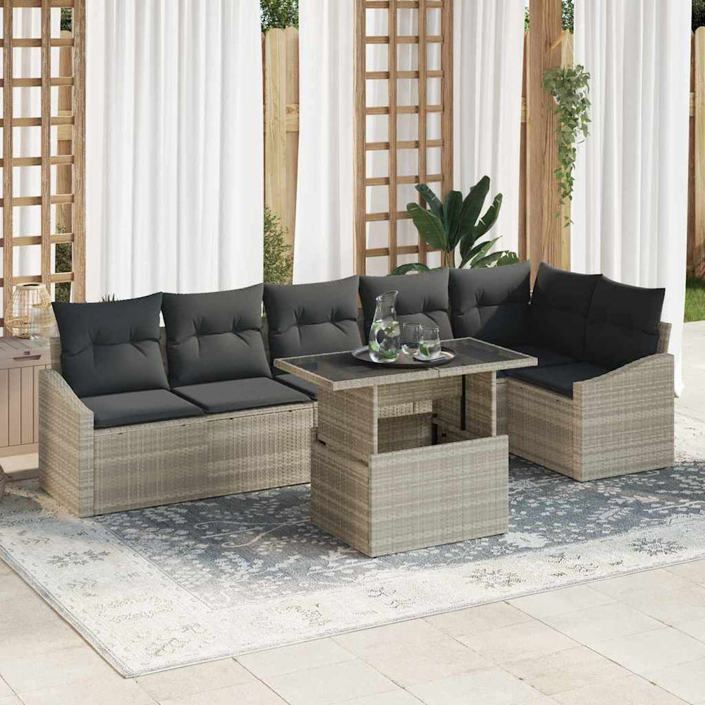 vidaXL Garden Sofa Set with Cushions 7 pcs Light Grey and Dark Grey