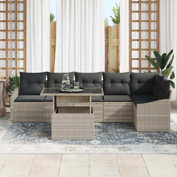 vidaXL Garden Sofa Set with Cushions 7 pcs Light Grey and Dark Grey