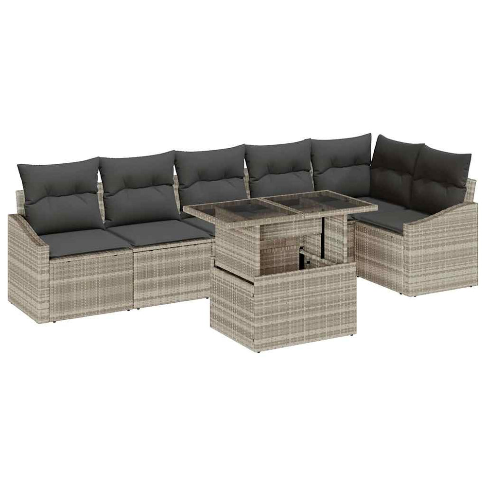 vidaXL Garden Sofa Set with Cushions 7 pcs Light Grey and Dark Grey