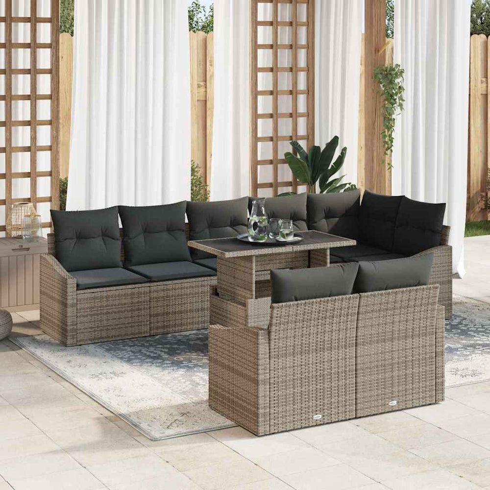 vidaXL Garden Sofa Set with Cushions with Storage with Cushions 9 pcs Grey