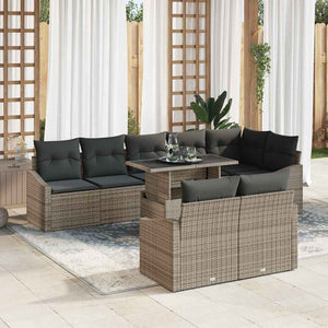 vidaXL Garden Sofa Set with Cushions with Storage with Cushions 9 pcs Grey