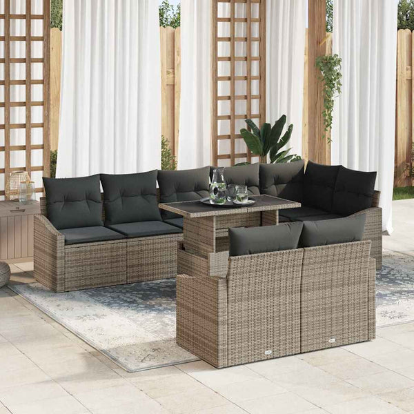 vidaXL Garden Sofa Set with Cushions with Storage with Cushions 9 pcs Grey