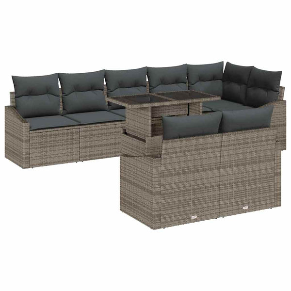 vidaXL Garden Sofa Set with Cushions with Storage with Cushions 9 pcs Grey