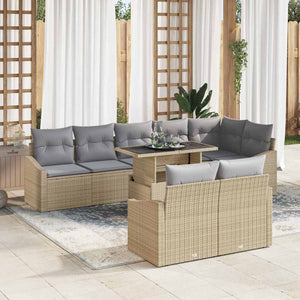 vidaXL Garden Sofa Set with Cushions 9 pcs Beige and Light Grey