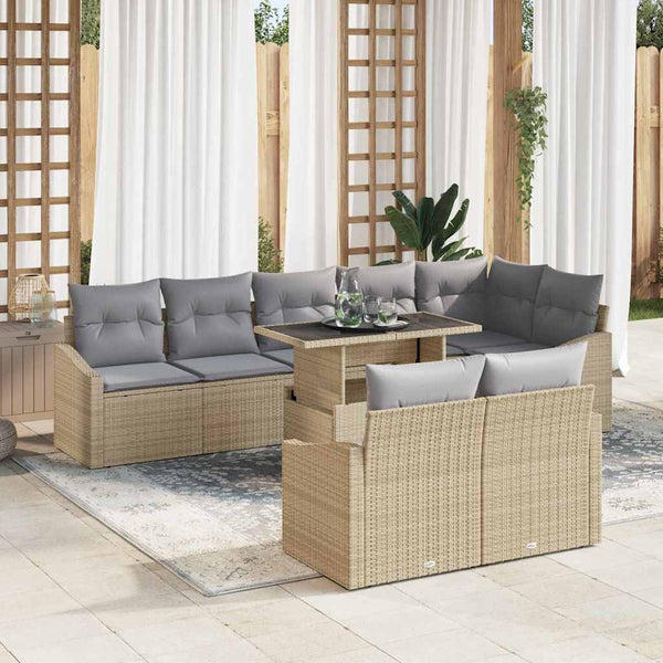 vidaXL Garden Sofa Set with Cushions 9 pcs Beige and Light Grey