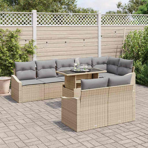 vidaXL Garden Sofa Set with Cushions 9 pcs Beige and Light Grey