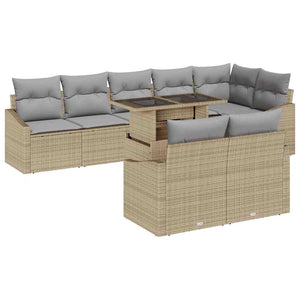 vidaXL Garden Sofa Set with Cushions 9 pcs Beige and Light Grey
