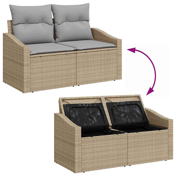 vidaXL Garden Sofa Set with Cushions 9 pcs Beige and Light Grey