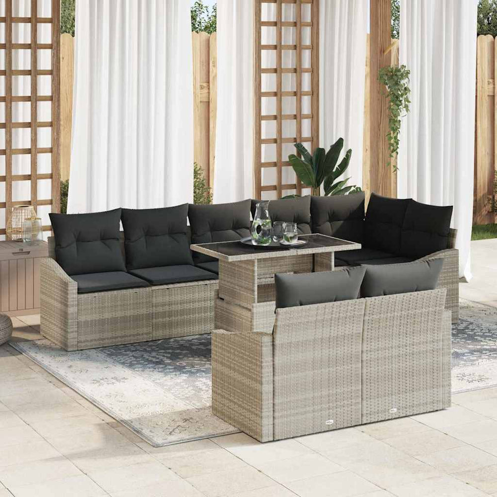 vidaXL Garden Sofa Set with Cushions 9 pcs Light Grey and Dark Grey