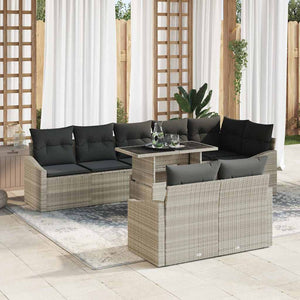 vidaXL Garden Sofa Set with Cushions 9 pcs Light Grey and Dark Grey