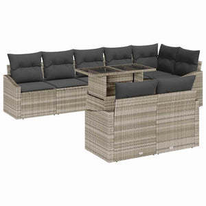 vidaXL Garden Sofa Set with Cushions 9 pcs Light Grey and Dark Grey