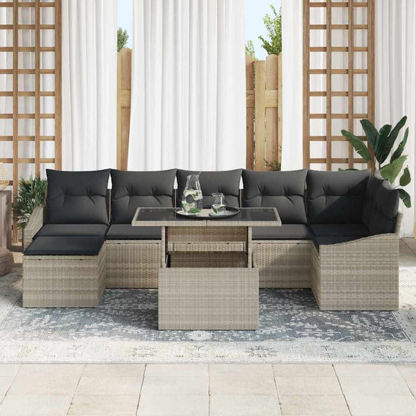 vidaXL Garden Sofa Set with Cushions 8 pcs Light Gray and Dark Gray