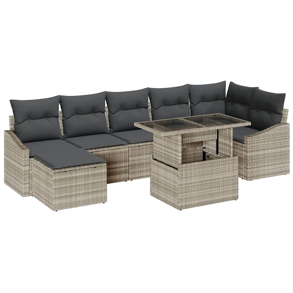 vidaXL Garden Sofa Set with Cushions 8 pcs Light Gray and Dark Gray