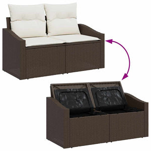 vidaXL Garden Sofa Set with Cushions and Storage 10 pcs Brown and Cream