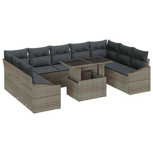 vidaXL Garden Sofa Set with Cushions with Storage with Cushions 10 pcs Grey