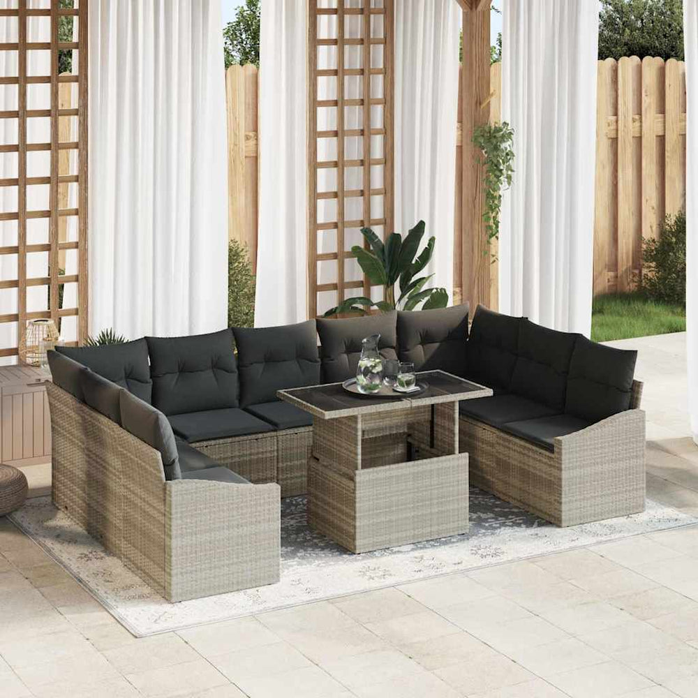 vidaXL Garden Sofa Set with Cushions 10 pcs Light Grey and Dark Grey