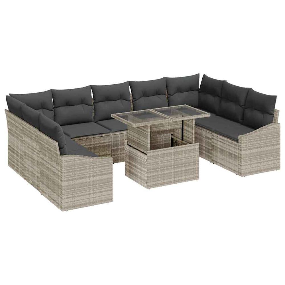 vidaXL Garden Sofa Set with Cushions 10 pcs Light Grey and Dark Grey
