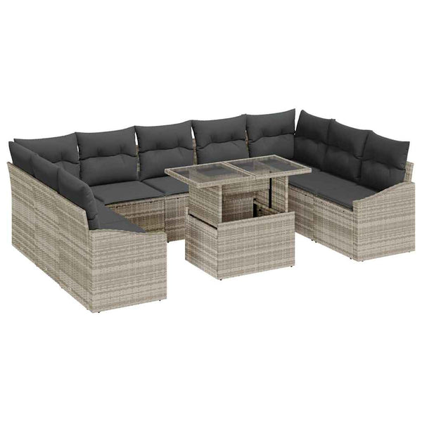 vidaXL Garden Sofa Set with Cushions 10 pcs Light Grey and Dark Grey