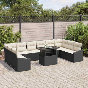 vidaXL Garden Sofa Set with Cushions 11 pcs Black and Cream