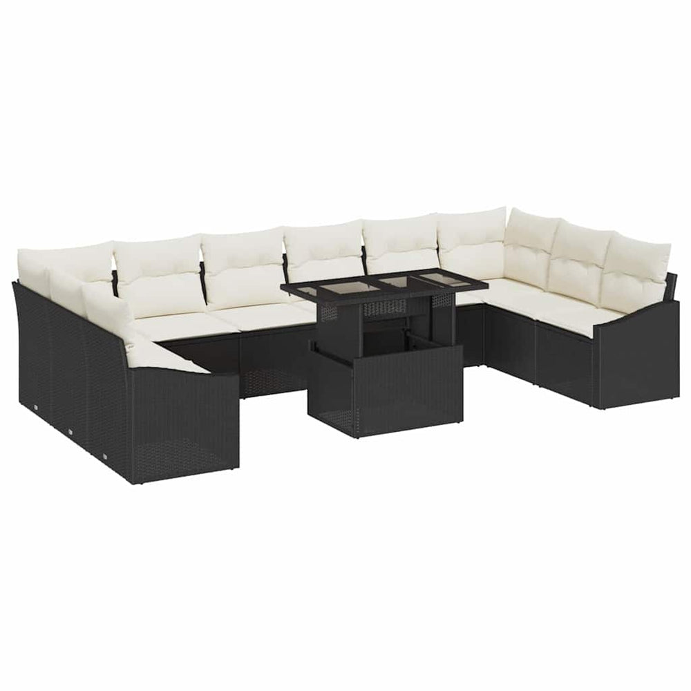 vidaXL Garden Sofa Set with Cushions 11 pcs Black and Cream