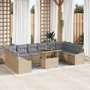 vidaXL Garden Sofa Set with Cushions 11 pcs Beige and Light Gray