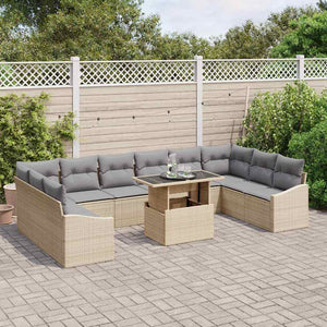 vidaXL Garden Sofa Set with Cushions 11 pcs Beige and Light Gray
