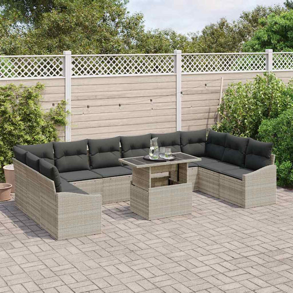 vidaXL Garden Sofa Set with Cushions 11 pcs Light Grey and Dark Grey