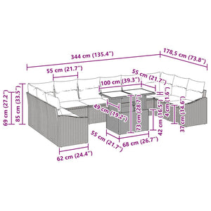 vidaXL Garden Sofa Set with Cushions 11 pcs Light Grey and Dark Grey