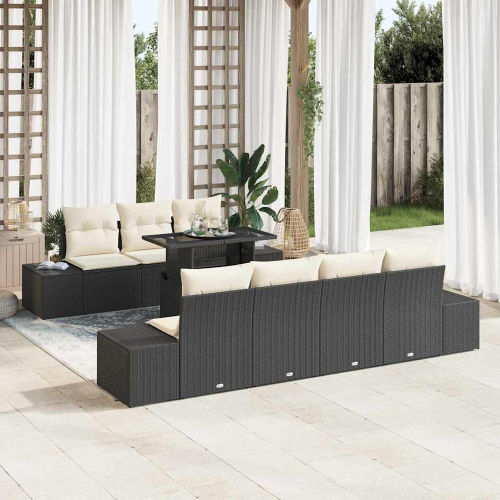 Gartensofa Set Schwarz & Creme mit Kissen