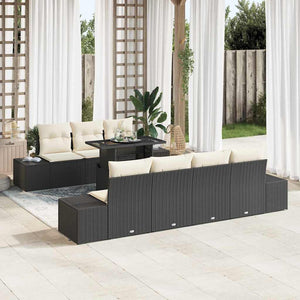 Gartensofa Set Schwarz & Creme mit Kissen