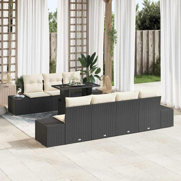 Gartensofa Set Schwarz & Creme mit Kissen