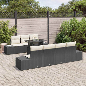 Gartensofa Set Schwarz & Creme mit Kissen