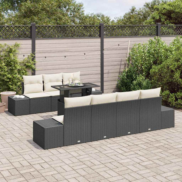 Gartensofa Set Schwarz & Creme mit Kissen
