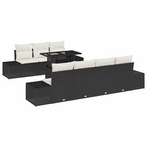 Gartensofa Set Schwarz & Creme mit Kissen