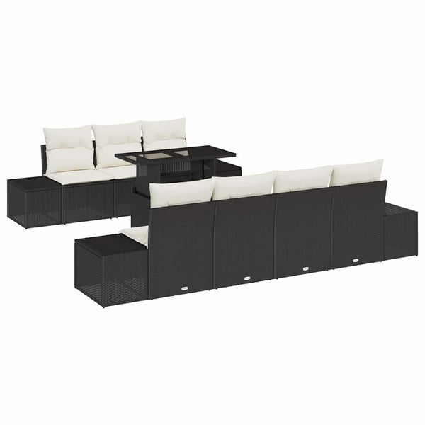 Gartensofa Set Schwarz & Creme mit Kissen
