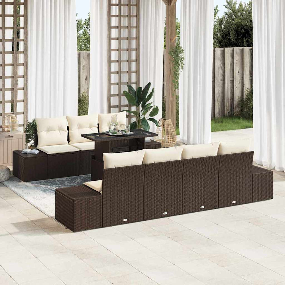 Gartensofa Set Braun Creme 8-teilig