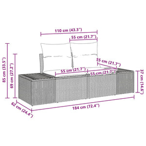 Gartensofa Set Grau mit Kissen, 8-teilig