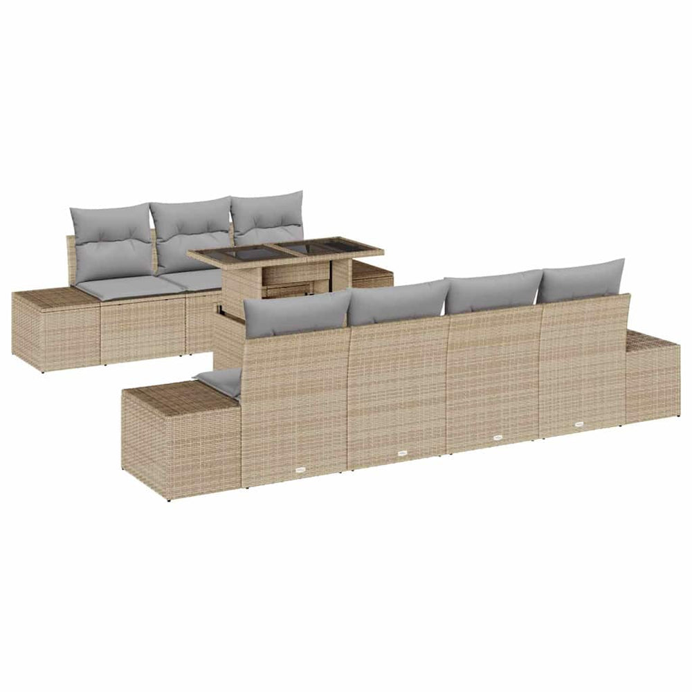 Gartensofa Set Beige/Hellgrau mit Kissen (8-teilig)