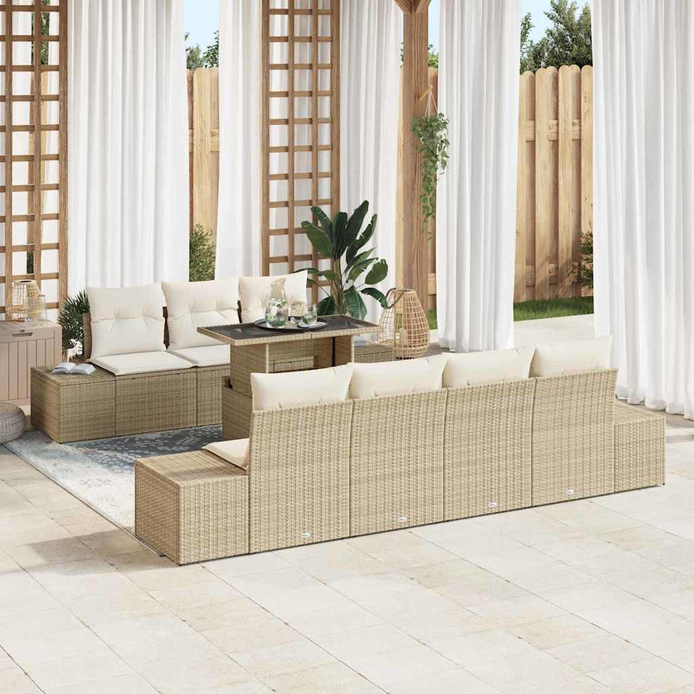 Gartensofa Set Beige & Creme mit Kissen