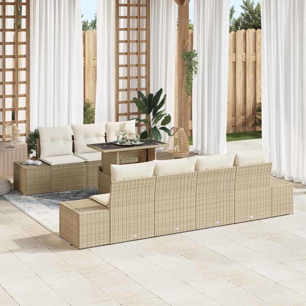 Gartensofa Set Beige & Creme mit Kissen