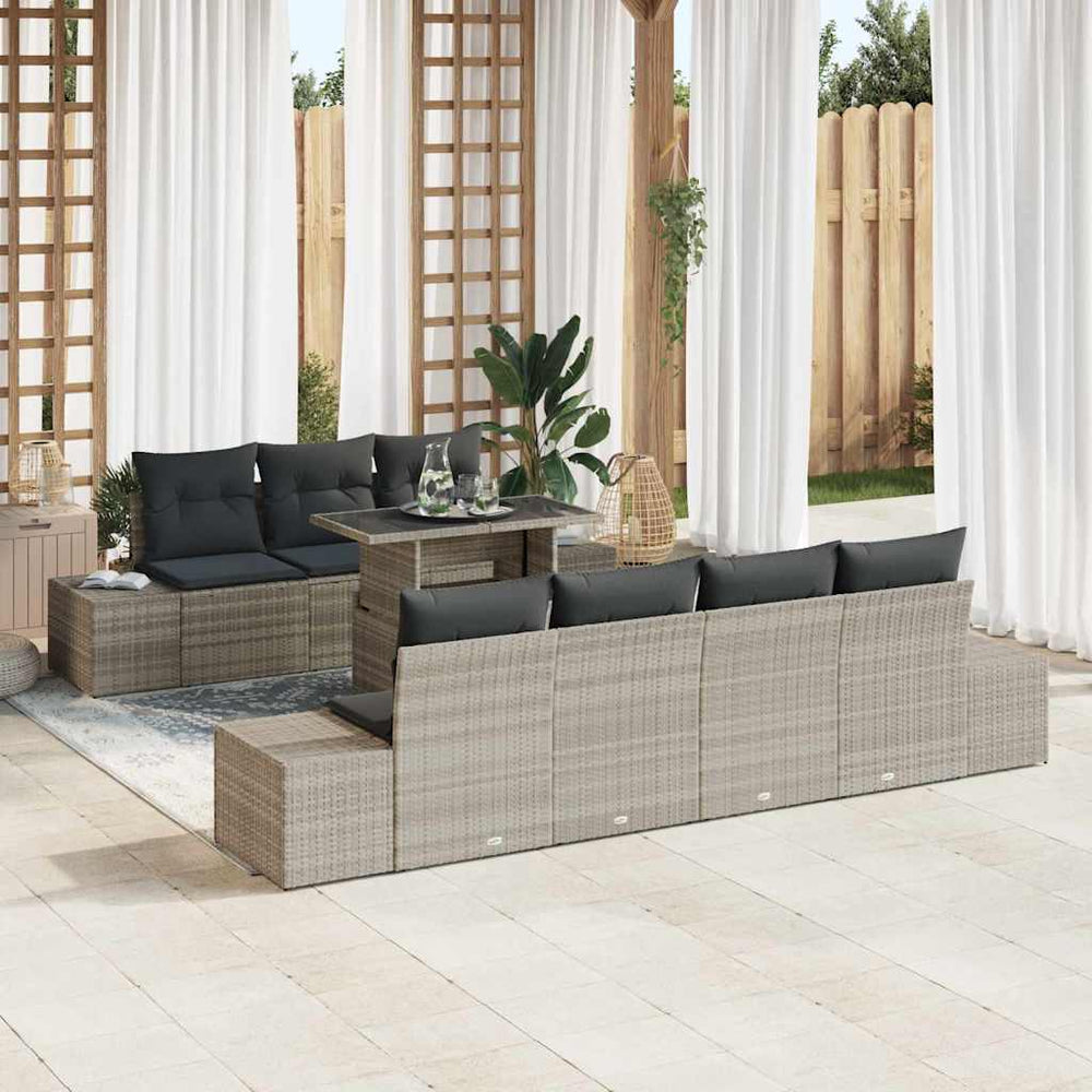 Gartensofa Set Hellgrau/Dunkelgrau mit Kissen