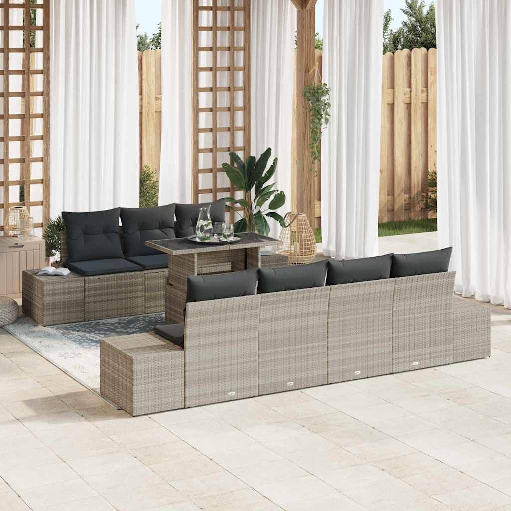 Gartensofa Set Hellgrau/Dunkelgrau mit Kissen