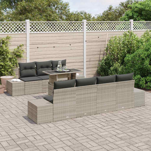 Gartensofa Set Hellgrau/Dunkelgrau mit Kissen