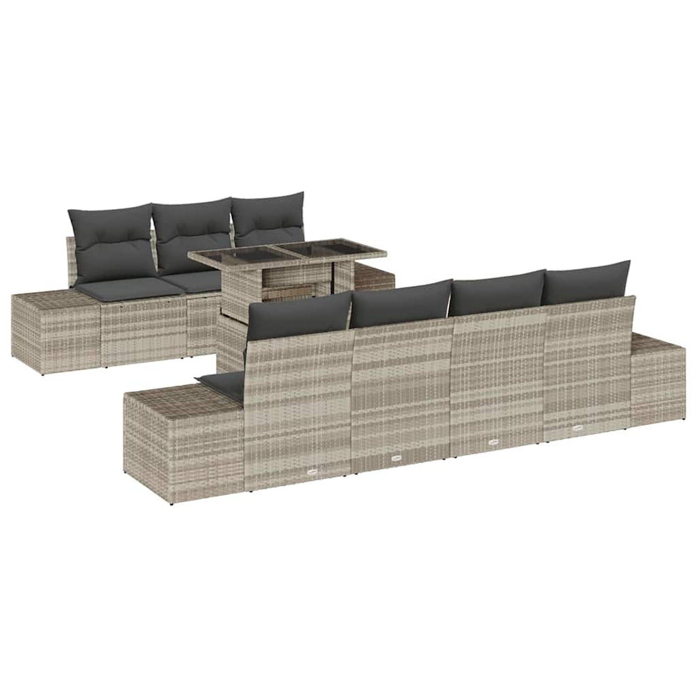 Gartensofa Set Hellgrau/Dunkelgrau mit Kissen